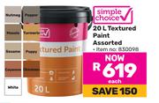 Simple Choice 20L Textured Paint Assorted