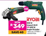 Ryobi 550W Impact Drill Or 650W Angle Grinder-Each