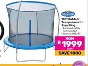 Bouceking 10Ft Outdoor Trampoline With Steel Ring