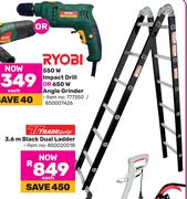 Tradequip 3.6m Black Dual Ladder