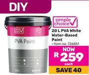 Simple Choice 20L PVA White Water Based Paint