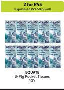 Equate 3 Ply Pocket Tissues-For 2 x 10's
