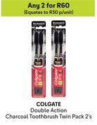 Colgate Double Action Charcoal Toothbrush Twin Pack-For 2 x 2's