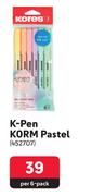 Kores K-Pen Korm Pastel-Per 6 Pack