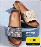 Ladies Beaded Resort Sandals-Each