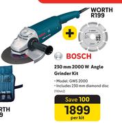 Bosch 230mm 2000W Angle Grinder Kit GWS 2000 110442-Per Kit