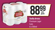 Stella Artois Premium Lager Cans-6 x 500ml Per Pack