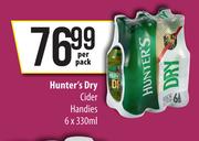 Hunter's Dry Cider Handies-6 x 330ml Per Pack
