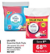 Lil-Lets Essential Bulk Pads (All Variants)30's Pack & Pantyliners (All Variants)100's Pack-For Both