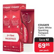 Colgate Optic White Sparkling Twinpack-2 x 75ml Per Pack