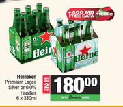 Heineken Premium Lager, Silver Or 0.0% Handies-For 2 x 6 x 330ml