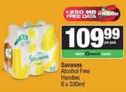 Savanna Alcohol Free Handies-6 x 330ml