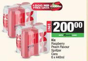 Kix Raspberry Peach Flavour Spritzer Cans-For 2 x 6 x 440ml