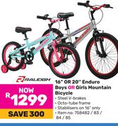 Raleigh 16" Or 20" Enduro Boys Or Girls Mountain Bicycle-Each