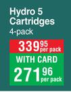 Schick Hydro 5 Cartridges 4 Pack-Per Pack