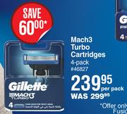 Gillette Mach3 Turbo Cartridges 4 Pack-Per Pack