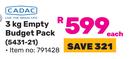 Cadac 3Kg Empty Budget Pack 5431-21 791428