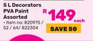 Simple Choice 5L Decorators PVA Paint Assorted 820975/52/64/822304