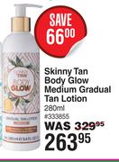 Skinny Tan Body Glow Medium Gradual Tan Lotion-280ml