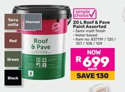 Simple Choice 20L Roof & Pave Paint Assorted-Each