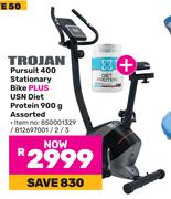 Trojan Pursuit 400 Stationary Bike Plus USN Diet Protein 900g 