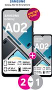 2 x Samsung Galaxy A02 4G Smartphone-On Red Flexi 125 (24 Month) & Promo 65 x 24