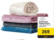 Home Living Plush Coral Flannel Throw