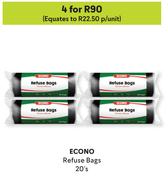 Econo Refuse Bags-For 4 x 20's
