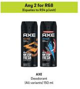 Axe Deodorant (All Variants)-For Any 2 x 150ml