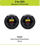 Plush Shoe Polish Paste Black-For 2 x 50ml