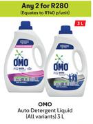 Omo Auto Detergent Liquid (All Variants)-For Any 2 x 3Ltr