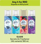 Glade Secrets Air Freshener (All Variants)-For Any 4 x 180ml
