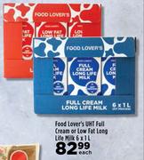 Food Lover's UHT Full Cream Or Low Fat Long Life Milk-6 x 1L Each