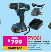 Ryobi 18V Cordless Drill Kit