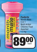 Poolbrite Month Mate 5 In 1 Multi Action Chlorine Float Assorted-1.5Kg Each