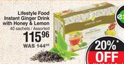 Lifestyle Food Instant Ginger Drink With Honey & Lemon Assorted-40 Sachets
