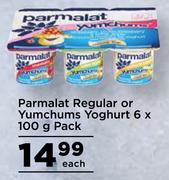 Parmalat Regular Or Yumchums Yoghurt-6 x 100g Pack Each