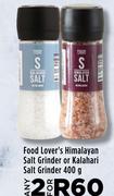 Food Lover's Himalayan Salt Grinder Or Kalahari Salt Ginger-For 2 x 400g