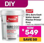 Plascon Sure Coat Water-Based Plaster Primer Grey-20Ltr Each