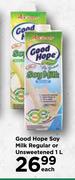 Good Hope Soy Milk (Regular Or Unsweetened)-1L Each