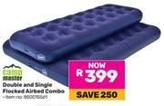 Camp Master Double And Single Flocked Airbed Combo