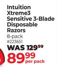 Schick Intuition Xtreme3 Sensitive 3-Blade Disposable Razors 8 Pack-Per Pack