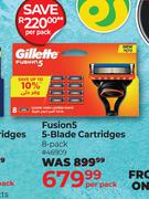 Gillette Fusion5 5-Blade Cartridges 8 Pack-Per Pack