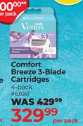 Gillette Venus Comfort Breeze 3 Blade Cartridges 4 Pack-Per Pack