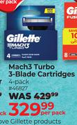 Gillette Mach3 Turbo 3-Blade Cartridges 4 Pack-Per Pack