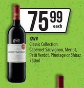 KWV Classic Collection Cabernet Sauvignon,Merlot,Petit Verdot,Pinotage Or Shiraz-750ml Each