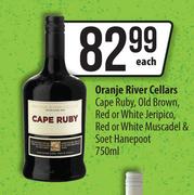Oranje River Cellars Cape Ruby,Old Brown,Red Or White Jeripico-750ml