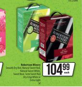 Robertson Winery Smooth Dry Red,Natural Sweet Red,Natural Sweet White,Sweet Rose-3L Each