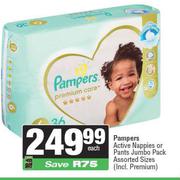 Pampers Active Nappies Or Pants Jumbo Pack Assorted Sizes (Including Premium)-Each