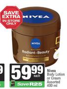 Nivea Body Lotion Or Cream Assorted-400ml